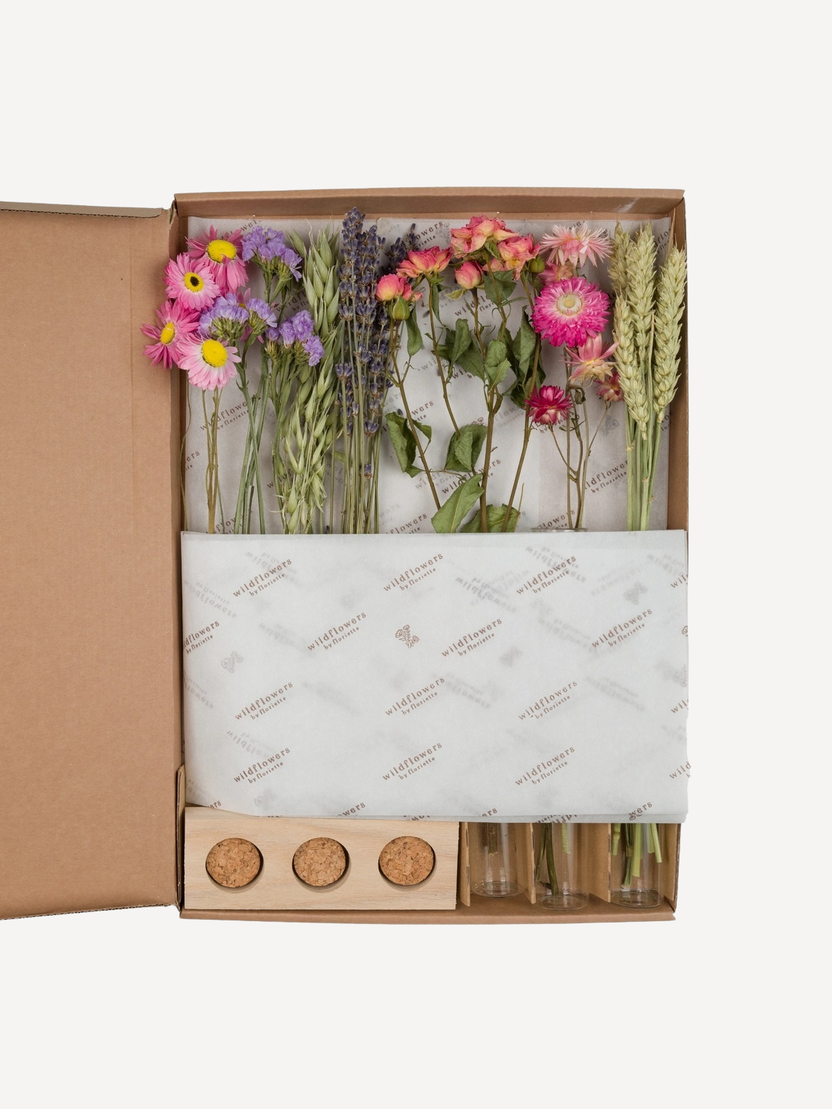 Dried Flower Gift Box with vases, pink