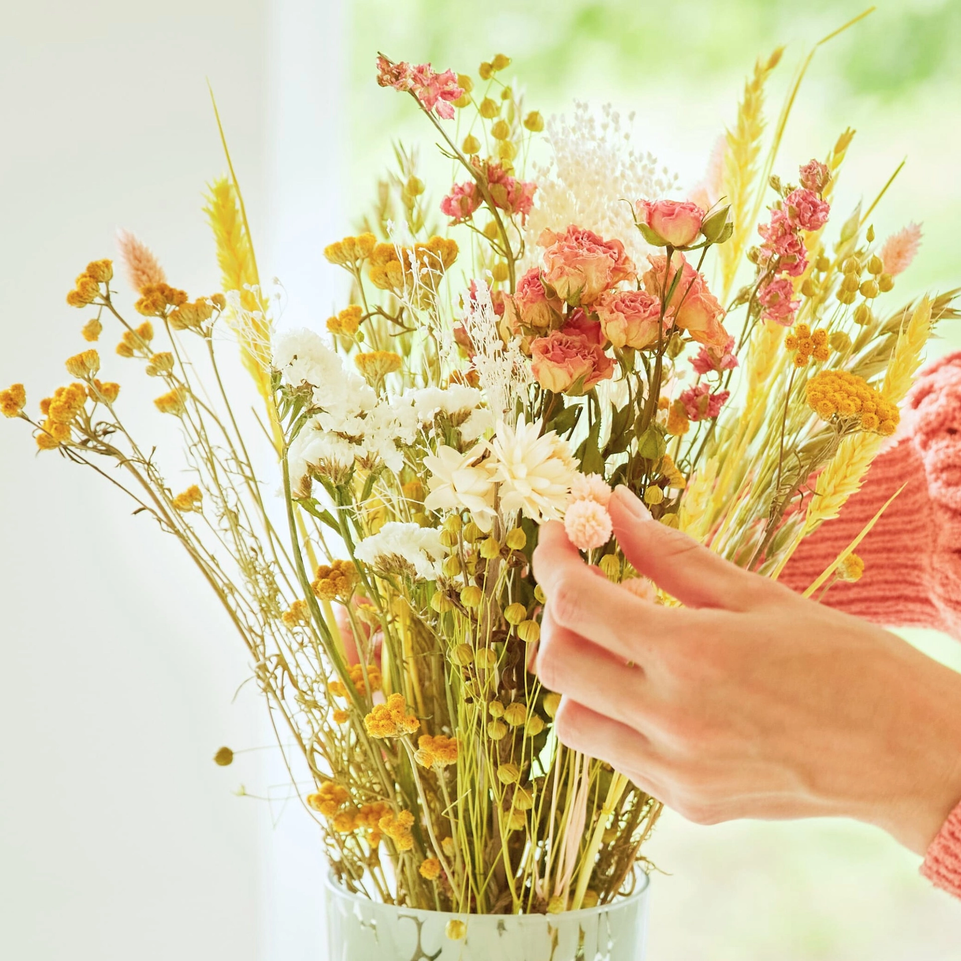 Dried Flowers Buquet Field Pink Lemonade