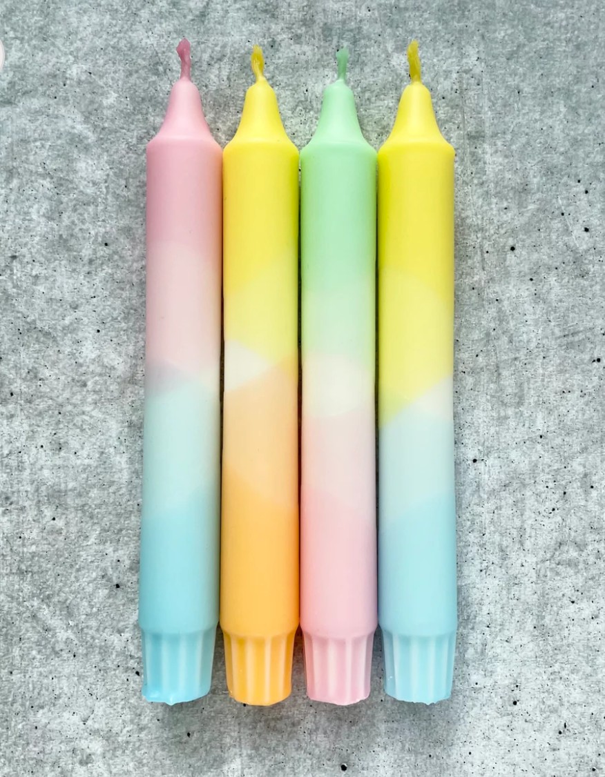 Dip Dye Candle, Set of 4, pastel mix