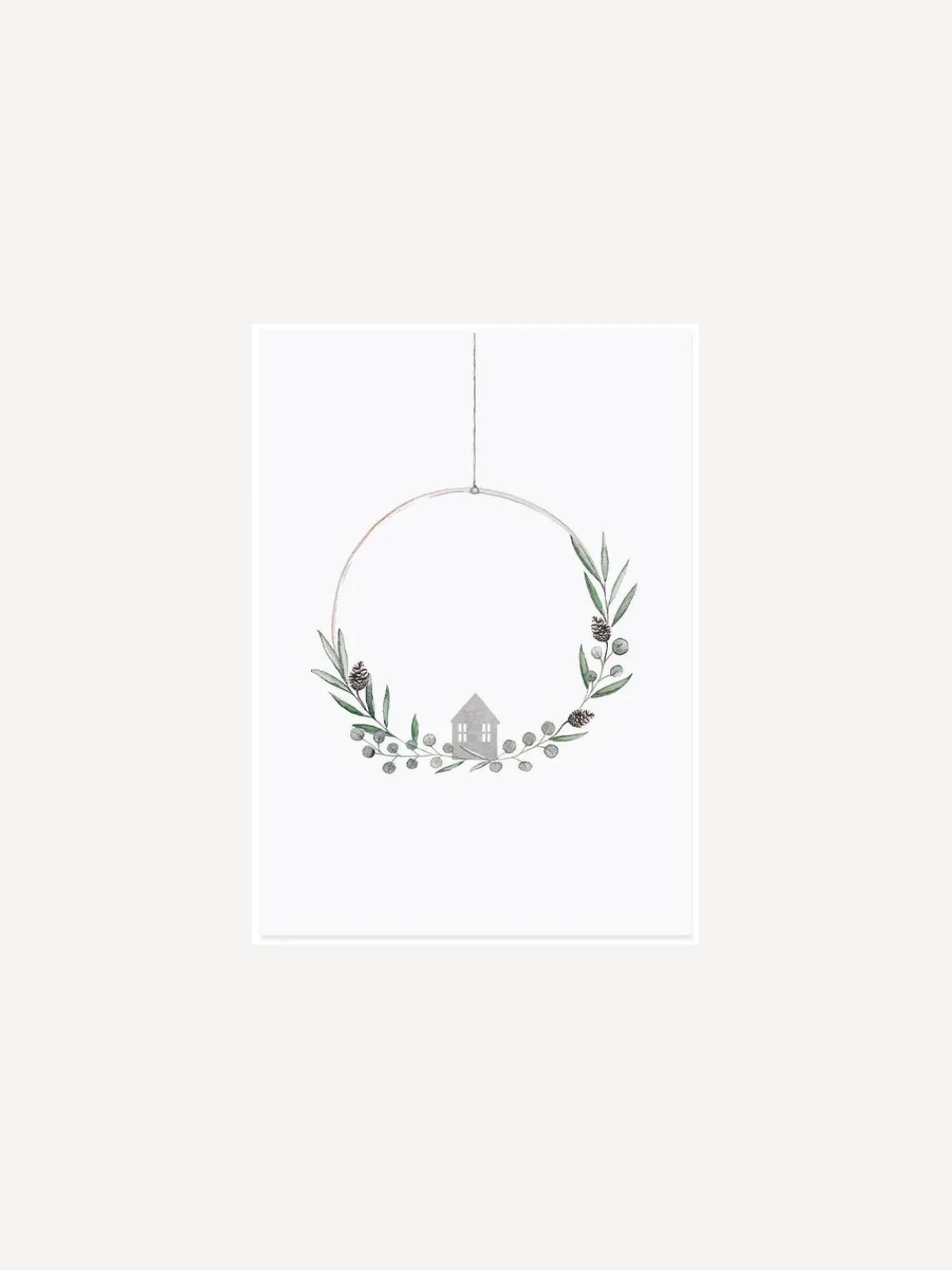 Aquarellkarte Christmas Wreath