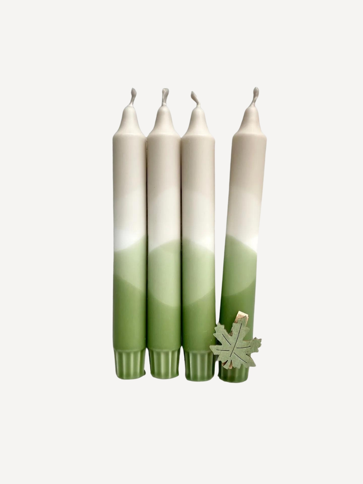 Dip Dye Kerze, 4er Set, Olive-Beige